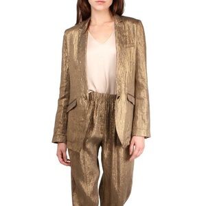 Forte Forte Lurex Linen Jacket Metallic Striped Print Blazer